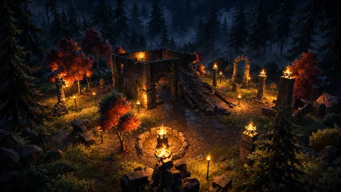Forest Ruins by Night